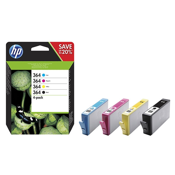 HP 364 (N9J73AE) multipack zwart/cyaan/magenta/geel (origineel) N9J73AE 044520 - 1