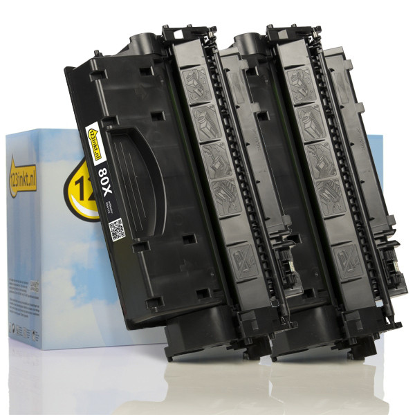 HP 80X (CF280X) toner zwart hoge capaciteit dubbelpak (123inkt huismerk)  160726 - 1