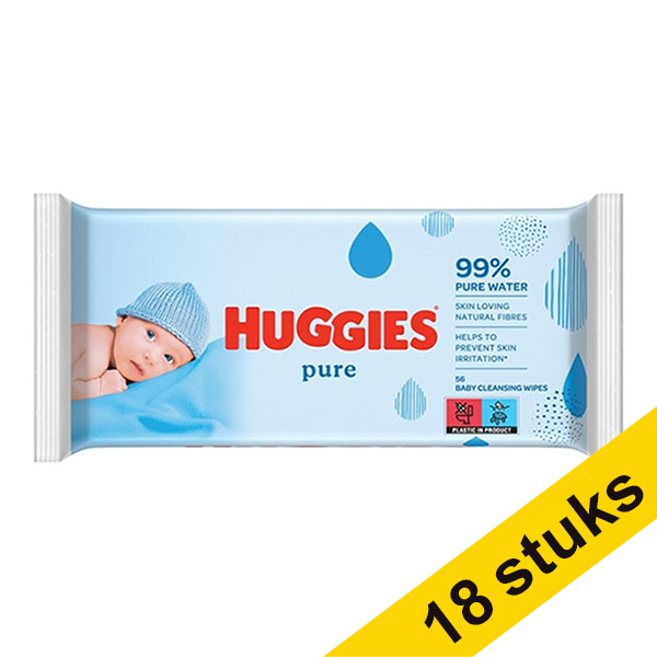 Huggies Aanbieding: 18x Huggies billendoekjes Pure (56 stuks)  SHU00040 - 1