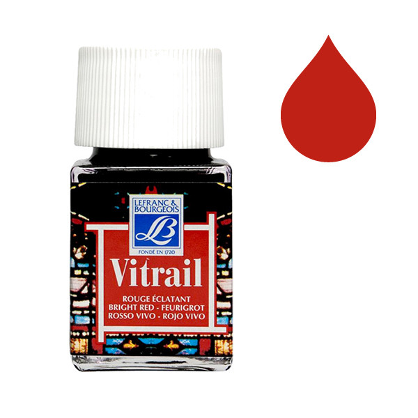 Lefranc Bourgeois Vitrail glas & porseleinverf 433 bright red (50 ml) 210248 405104 - 1