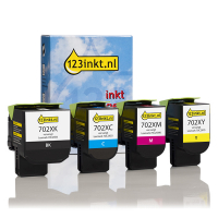 Lexmark aanbieding: 70C2XK0, C0, M0, Y0 zwart + 3 kleuren (123inkt huismerk)  130289