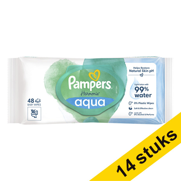 Pampers Aanbieding: 14x Pampers billendoekjes Harmonie Aqua (48 stuks)  SPA04042 - 1