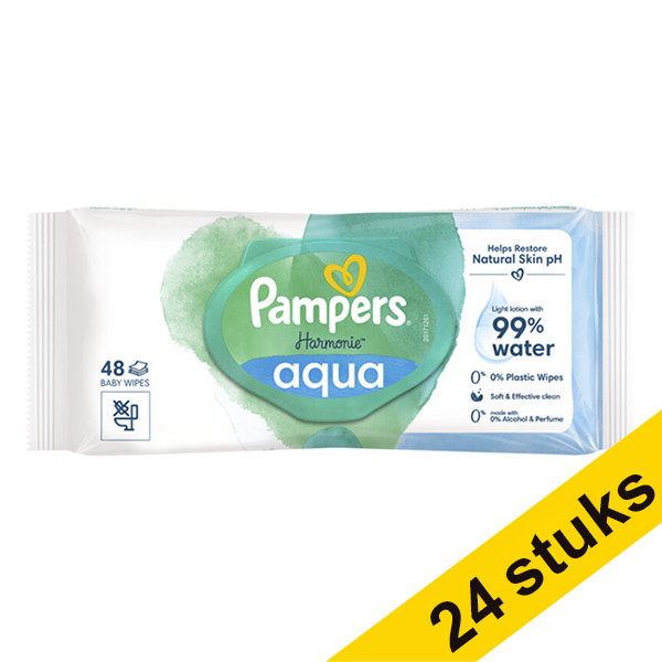 Pampers Aanbieding: 24x Pampers billendoekjes Harmonie Aqua (48 stuks)  SPA04091 - 1