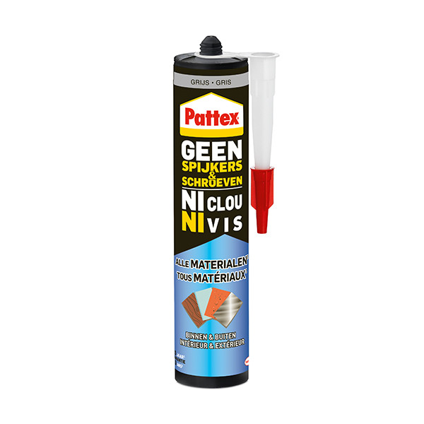 Pattex Geen Spijkers & Schroeven montagekit voor binnen en buiten grijs (390 gram) 2606161 206257 - 1