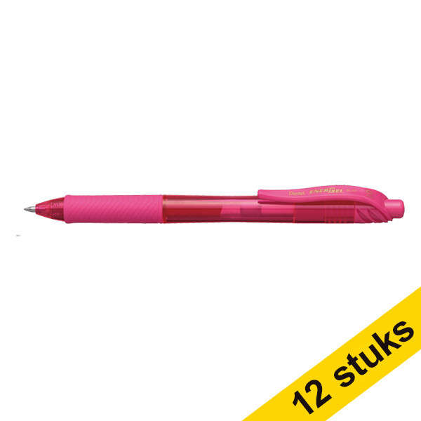 Pentel Aanbieding: 12 x Pentel Energel BL107 rollerpen roze  210062 - 1