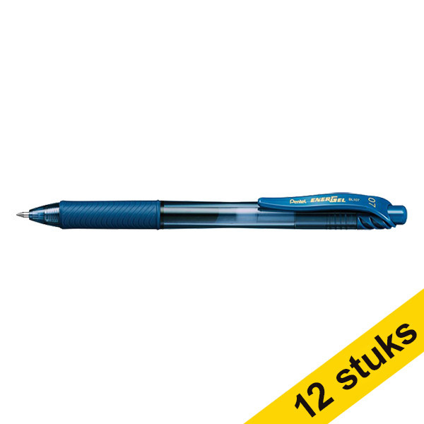 Pentel Aanbieding: 12x Pentel Energel BL107 rollerpen donkerblauw  210055 - 1