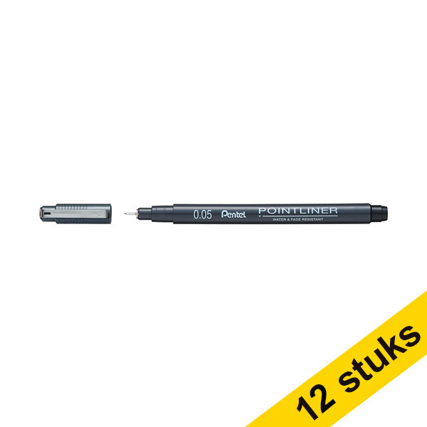 Pentel Aanbieding: 12x Pentel Pointliner S20P fineliner zwart (0,05 mm)  210299 - 1