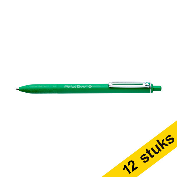 Pentel Aanbieding: 12x Pentel iZee BX470 balpen groen  210164 - 1