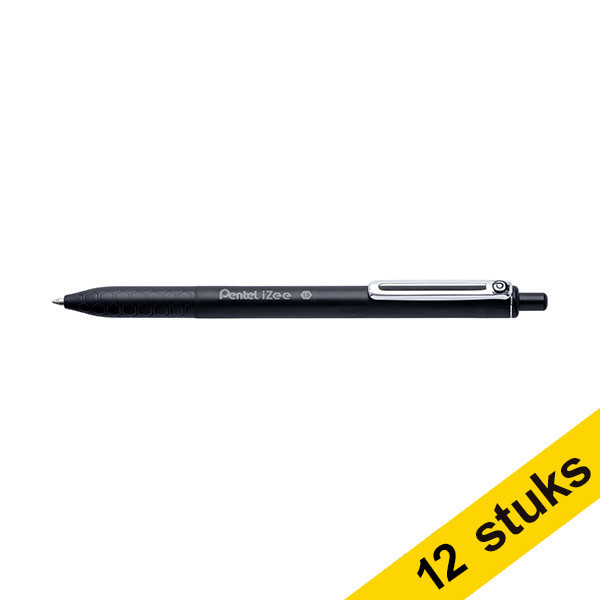 Pentel Aanbieding: 12x Pentel iZee BX470 balpen zwart  210158 - 1