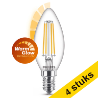 Aanbieding: 4x Philips E14 filament led-lamp kaars WarmGlow dimbaar 3.4W (40W)