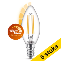 Aanbieding: 6x Philips E14 filament led-lamp kaars WarmGlow dimbaar 2.5W (25W)