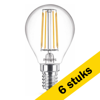 Aanbieding: 6x Philips E14 filament led lamp kogel warm wit 4.3W (40W)