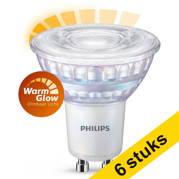 Philips Aanbieding: 6x Philips GU10 led-spot WarmGlow dimbaar 2.6W (35W)  LPH01392 - 1