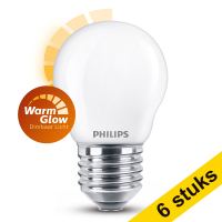 Aanbieding: 6x Philips LED lamp WarmGlow E27 Kogel Mat 2200-2700K 3.4W (40W)