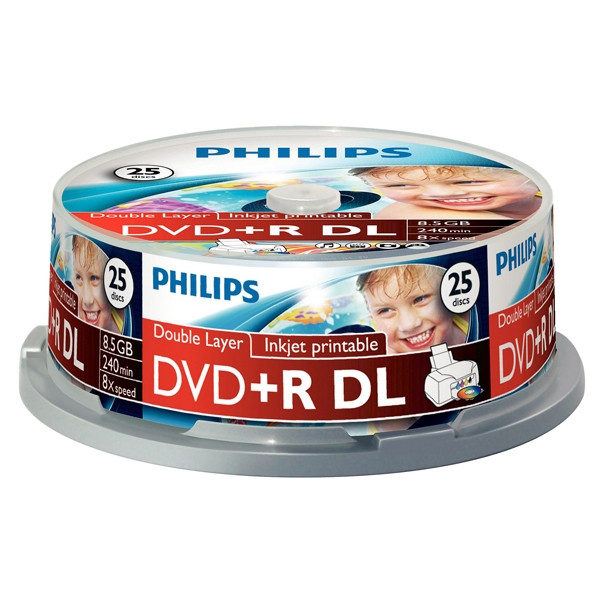 DVD+R double DVD-R's Opslagmedia Philips DVD+R double layer 5 stuks jewel case dvd cd r double layer dvd double dvd r dl 123inkt.nl