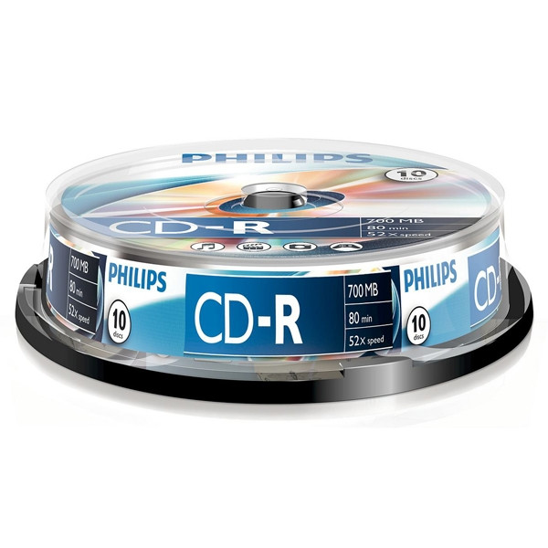 Philips cd-r 80 min. 10 stuks in cakebox CR7D5NB10/00 098001 - 1