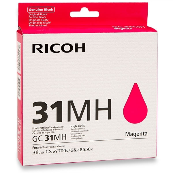 Ricoh GC-31MH gel inktcartridge magenta hoge capaciteit (origineel) 405703 073810 - 1