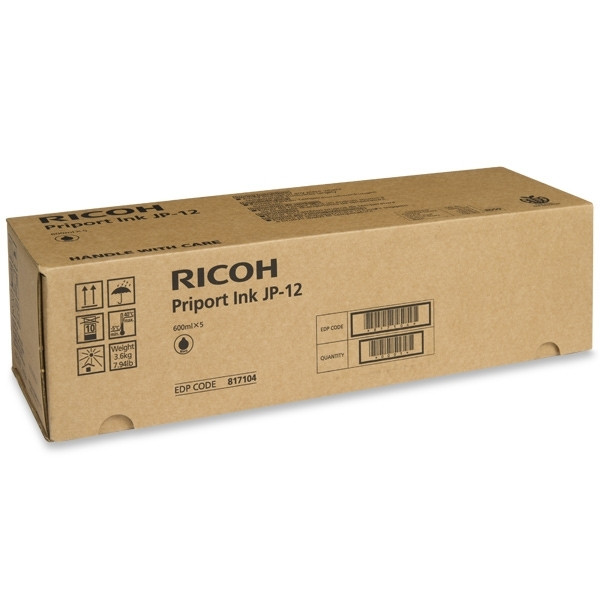 Ricoh type JP12 inktcartridge zwart 5 stuks (origineel) 817104 074728 - 1