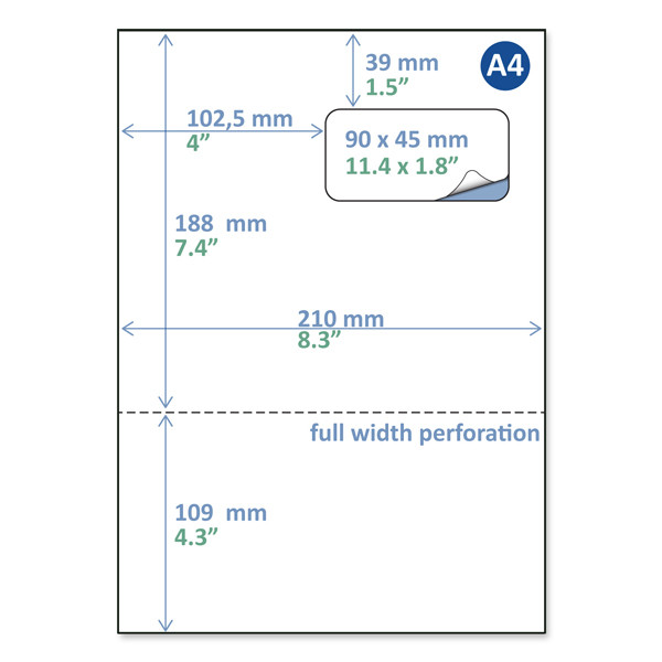 Rillstab pakbonlabel / retourlabel A4 90 x 45 mm (500 vel) 88873 068135 - 1