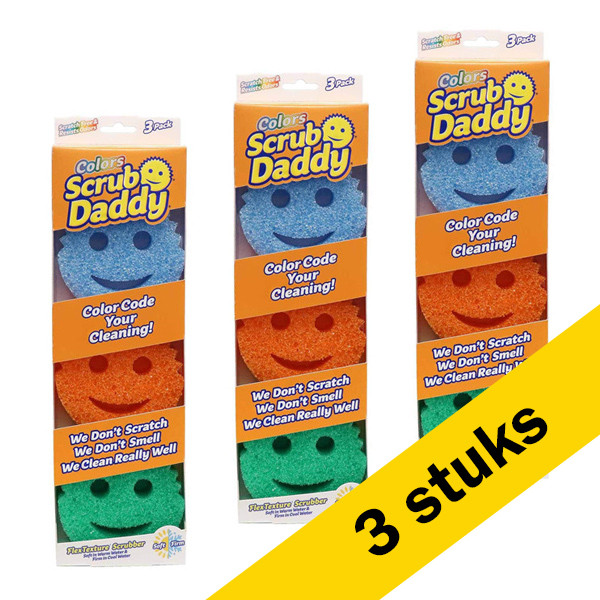 Scrub Daddy Aanbieding: 3x Scrub Daddy Colors spons drie kleuren (3 stuks) SSC00211 SSC00229 - 1