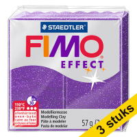 Aanbieding: 3x Fimo klei effect 57g glitter lila | 602
