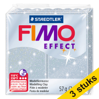 Aanbieding: 3x Fimo klei effect 57g glitter zilver | 812