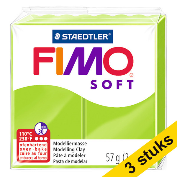 Staedtler Aanbieding: 3x Fimo klei soft 57g appelgroen | 50  424710 - 1