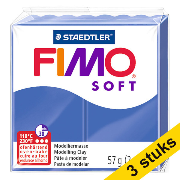 Staedtler Aanbieding: 3x Fimo klei soft 57g briljantblauw | 33  424650 - 1