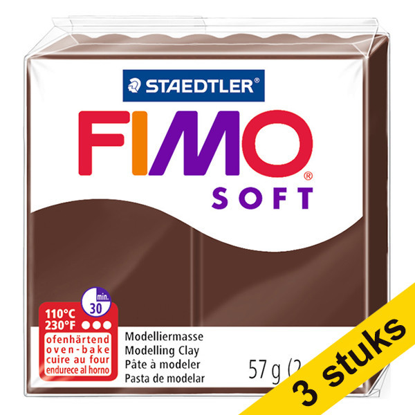 Staedtler Aanbieding: 3x Fimo klei soft 57g choco | 75  424707 - 1