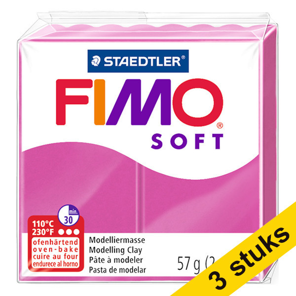 Staedtler Aanbieding: 3x Fimo klei soft 57g framboos | 22  424681 - 1