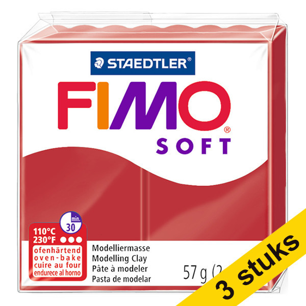 Staedtler Aanbieding: 3x Fimo klei soft 57g kerstrood | 2P  424680 - 1