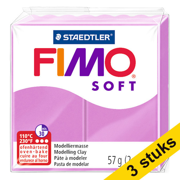 Staedtler Aanbieding: 3x Fimo klei soft 57g lavendel | 62  424674 - 1