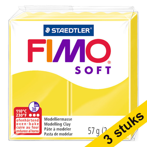 Staedtler Aanbieding: 3x Fimo klei soft 57g limoengeel | 10  424708 - 1