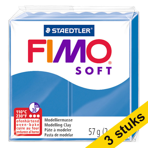 Staedtler Aanbieding: 3x Fimo klei soft 57g pacificblauw | 37  424651 - 1