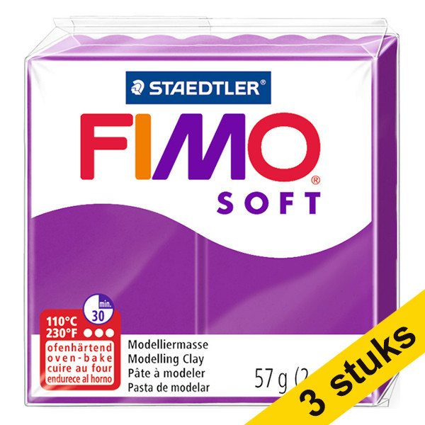 Staedtler Aanbieding: 3x Fimo klei soft 57g purperpaars | 61  424668 - 1