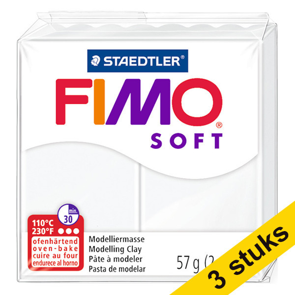 Staedtler Aanbieding: 3x Fimo klei soft 57g wit | 0  424692 - 1