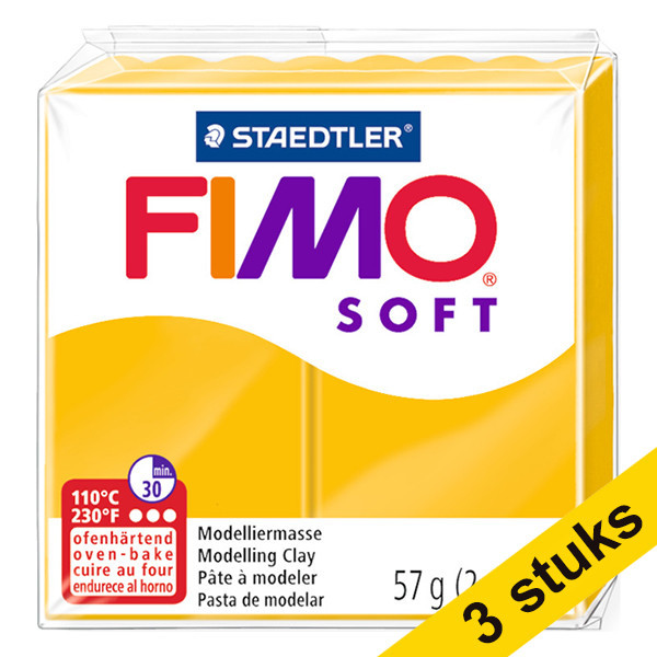 Staedtler Aanbieding: 3x Fimo klei soft 57g zonnegeel | 16  424662 - 1