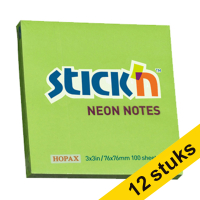 Aanbieding: 12x Stick'n notes neongroen 76 x 76 mm