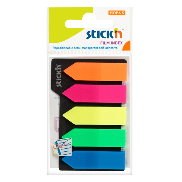 Stick'n gekleurde index pijlen 45 x 12 mm (5 x 25 tabs) 21143 400887 - 1