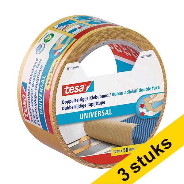 Tesa Aanbieding: 3x Tesa 56171 dubbelzijdig tape met schutlaag 50 mm x 10 m  202396 - 1