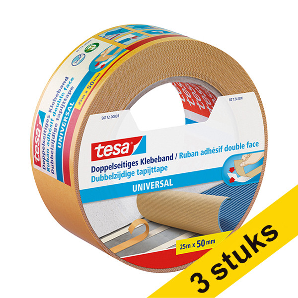 Tesa Aanbieding: 3x Tesa 56172 dubbelzijdig tape met schutlaag 50 mm x 25 m  202395 - 1