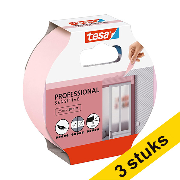 Tesa Aanbieding: 3x Tesa Professional Sensitive afdekplakband 38 mm x 25 m  202407 - 1