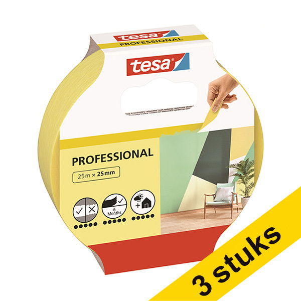 Tesa Aanbieding: 3x Tesa Professional afdekplakband 25 mm x 25 m  202402 - 1