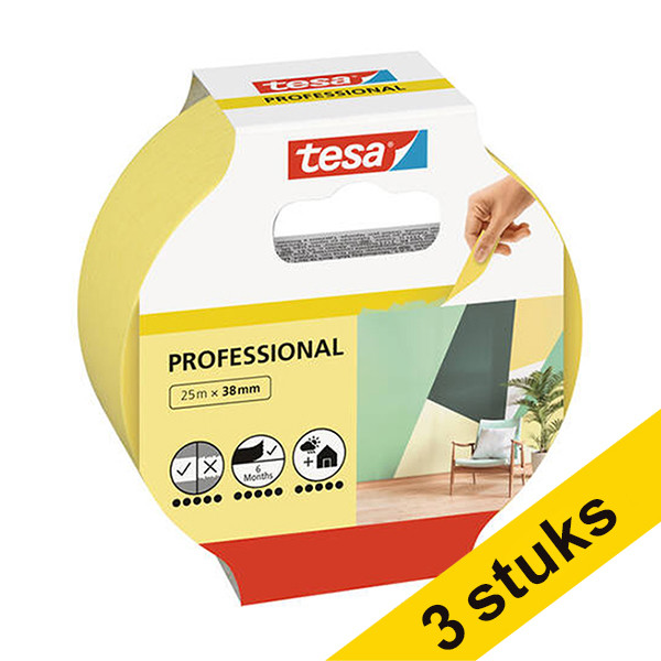 Tesa Aanbieding: 3x Tesa Professional afdekplakband 38 mm x 25 m  202404 - 1