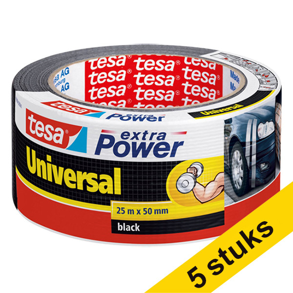 Tesa Aanbieding: 5x Tesa extra Power Universal duct tape 50 mm x 25 m (1 rol) zwart  202401 - 1