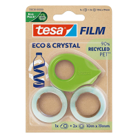 Tesa Eco & Crystal plakband 19 mm x 10 m (2 rollen) + dispenser