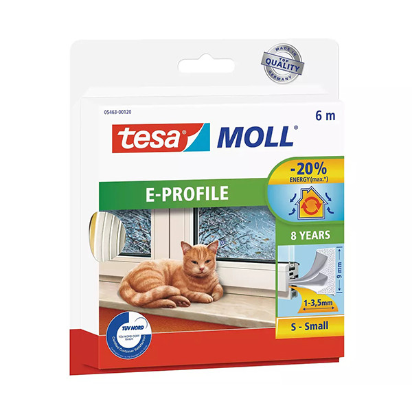 Tesa TesaMoll Classic E-profiel tochtstrip wit 6 m x 9 mm 05463-00120-00 203306 - 1