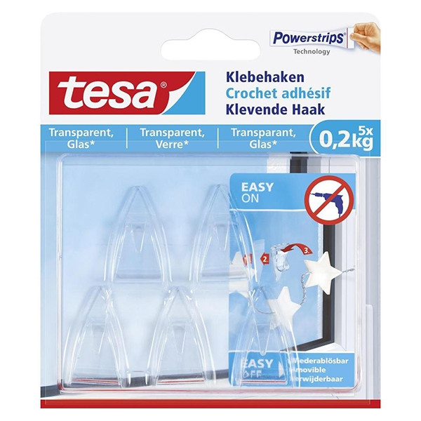 Bezwaar overschot In zicht Tesa transparante haak zelfklevend 0,2 kg (5 stuks) Tesa 123inkt.nl