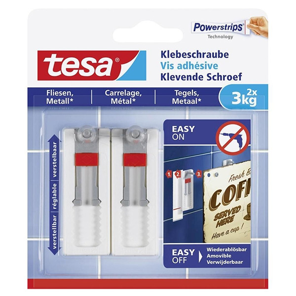 Tesa verstelbare klevende schroef voor tegels en metaal 3 kg (2 stuks) 77765-00000-00 202315 - 1