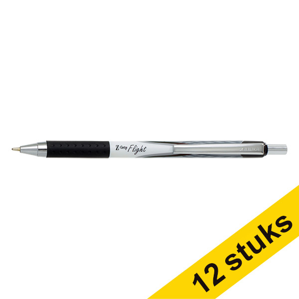 Zebra Pen Aanbieding: 12x Zebra Z-Grip Flight balpen zwart  423818 - 1